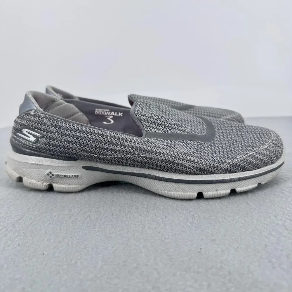 Skechers Go Walk 3‎ Gray Slip On Walking Shoes Womens 7 Goga Mat 13980